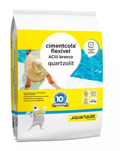 ARGAMASSA CIMENTCOLA FLEXÍVEL ACIII BRANCA 20KG (AC3) QUARTZOLIT#