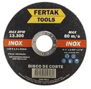 DISCO CORTE INOX 115MM 4.1/2 1.2 22MM FERTAK 2821