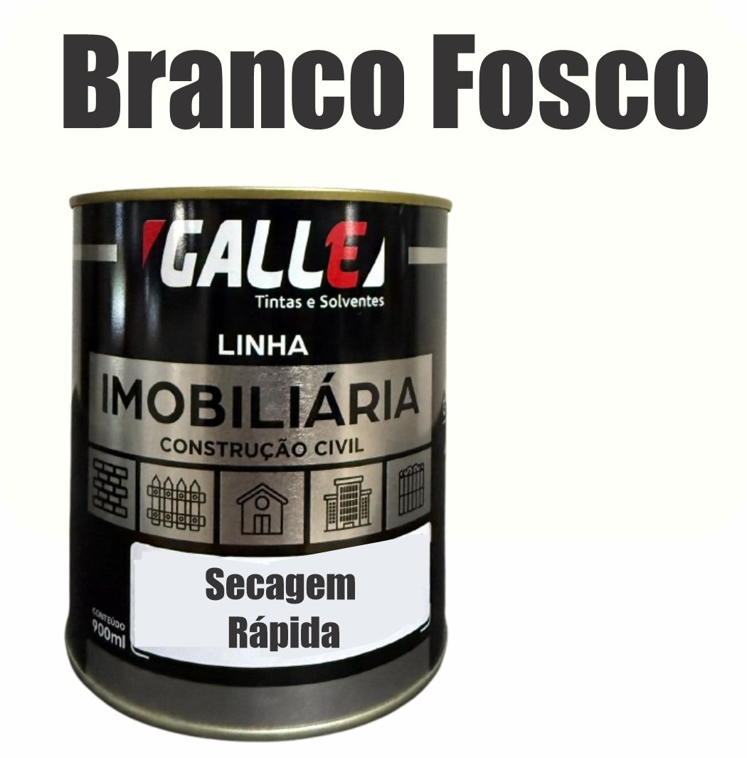 065b4a08-3a7d-4209-bdb6-d6829cc4cad2 ESMALTE SINTETICO SECAGEM RAPIDA FOSCO 0,9L BRANCO FOSCO GALLE