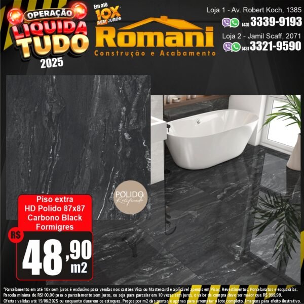 PISO FORMIGRES CARBONO BLACK RT POLI 87X87 (2,27)*