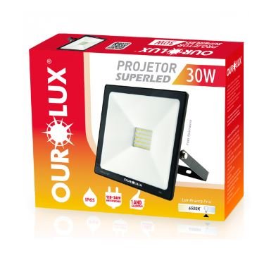 PROJETOR LED SLIM 50W BIV PRETO 6500 OUROLUX 03265