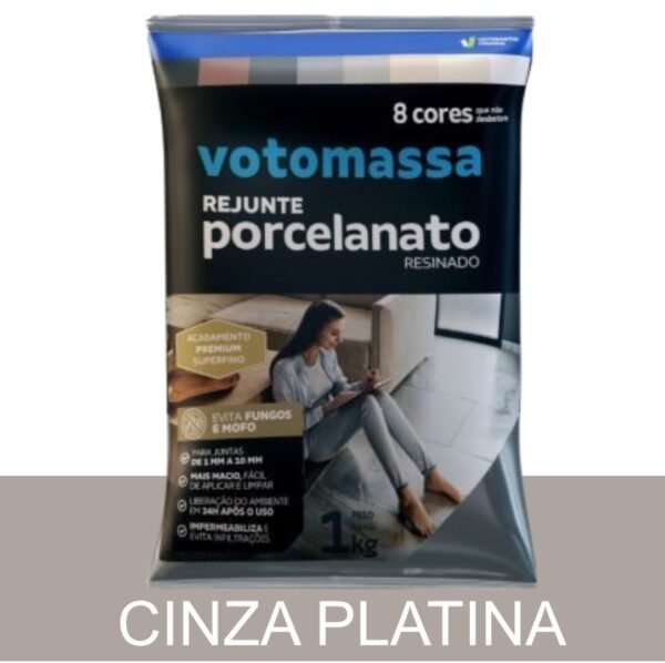 REJUNTE PORCELANATO RESINADO VOTORAN CINZA PLATINA 1KG#