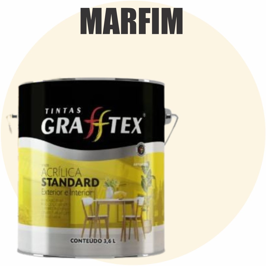 321d15f5-6da3-434b-b01c-a9168b1c2d55 TINTA ACRILICA FOSCA STANDARD INT/EXT 3,6L MARFIM GRAFFTEX
