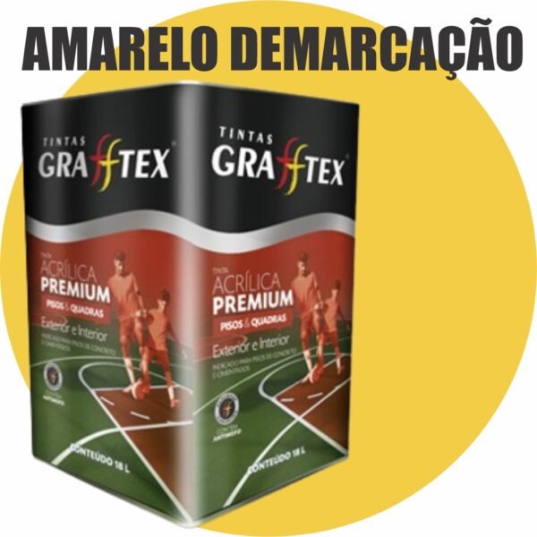 TINTA ACRILICA FOSCA PISOS E QUADRAS PREMIUM 18L AMARELO DEMARCAÇAO GRAFFTEX