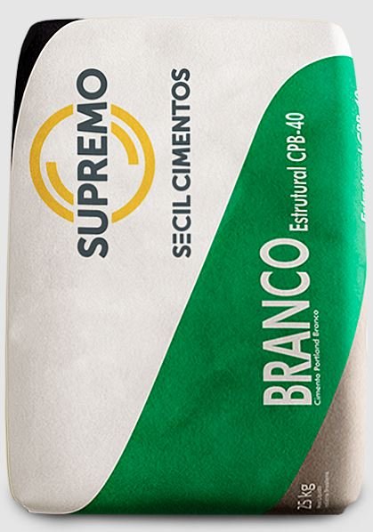 CIMENTO BRANCO ESTRUTURAL PORTLAND 25KG CPB-40 SUPREMO SECIL