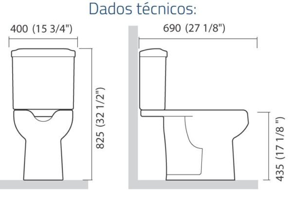 KIT BACIA LUNA MEDIC IP9400 + CAIXA ACOPLADA IC9400 BRANCA ICASA