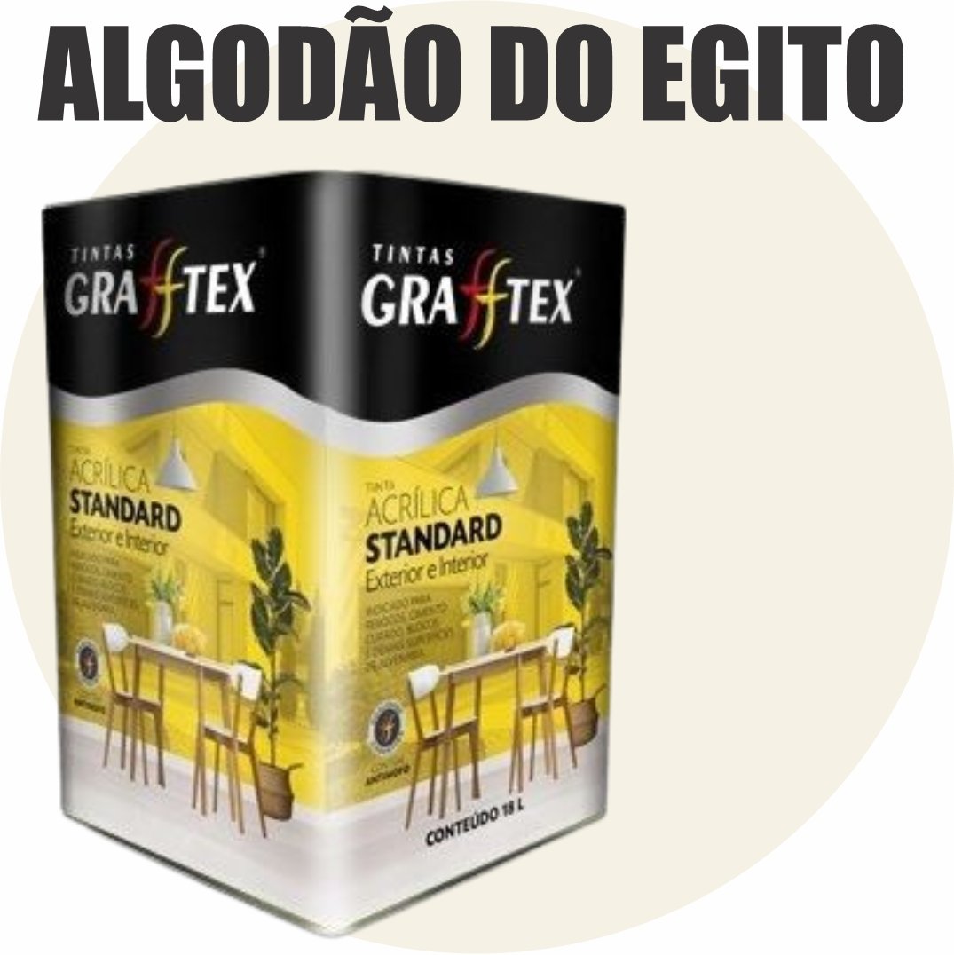 0973a16c-3b71-4dca-a9ee-48870186e1d5 TINTA ACRILICA FOSCA STANDARD INT/EXT 18L ALGODAO DO EGITO GRAFFTEX-