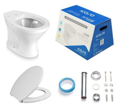 COMBO BACIA INFANTIL CONVENCIONAL (IP72) BRANCO ICASA CBCINF00 COM ASSENTO + ANEL + ENGATE + PARAFUSOS