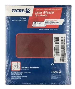 LIXA MASSA TIGRE G80 PACOTE (25UND) PROFISSIONAL 225X275MM REF800