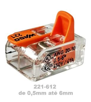 CONECTOR PARALELO EMENDA 41A 2X0,5-6MM 221-612 WAGO (2-AWG 20-10)