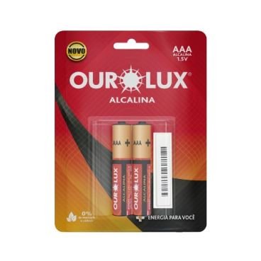 PILHA ALCALINA AAA PALITO BL 2UN OUROLUX 27285