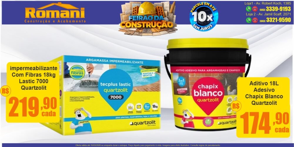 ADESIVO IMPERMEABILIZANTE CHAPIX 18L QUARTZOLIT PROMOCAO OFERTA BARATO + TECPLUS TOP LASTIC 7000