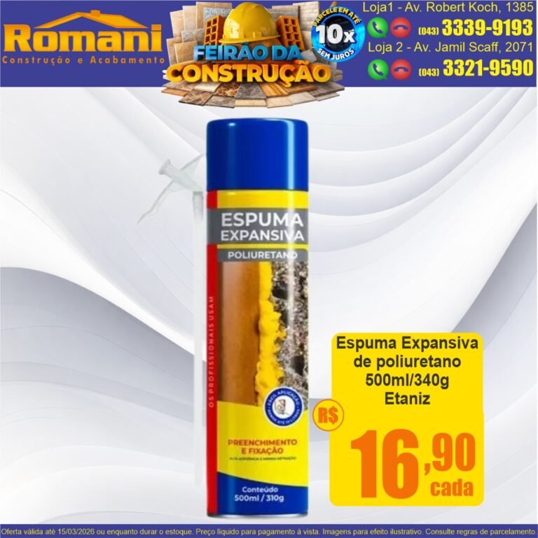 ESPUMA EXPANSIVA ETANIZ - OFERTA PROMOCAO