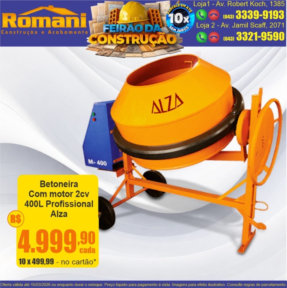 betoneira alza 400l profissional 10x sem juros promocao oferta barata