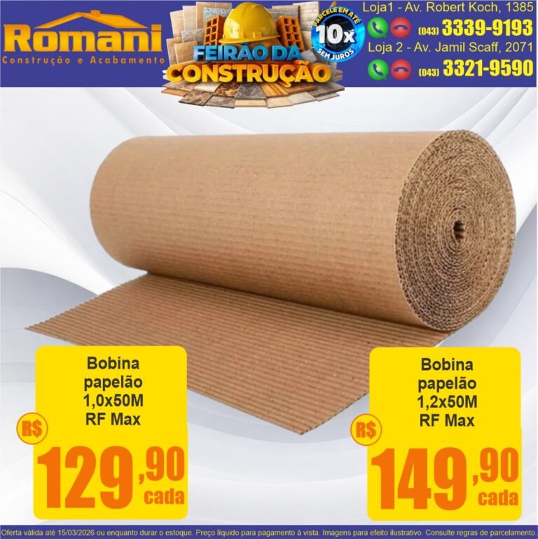 bobina de papelao ondulado rolo 120 x 150 x 10m rf oferta promocao