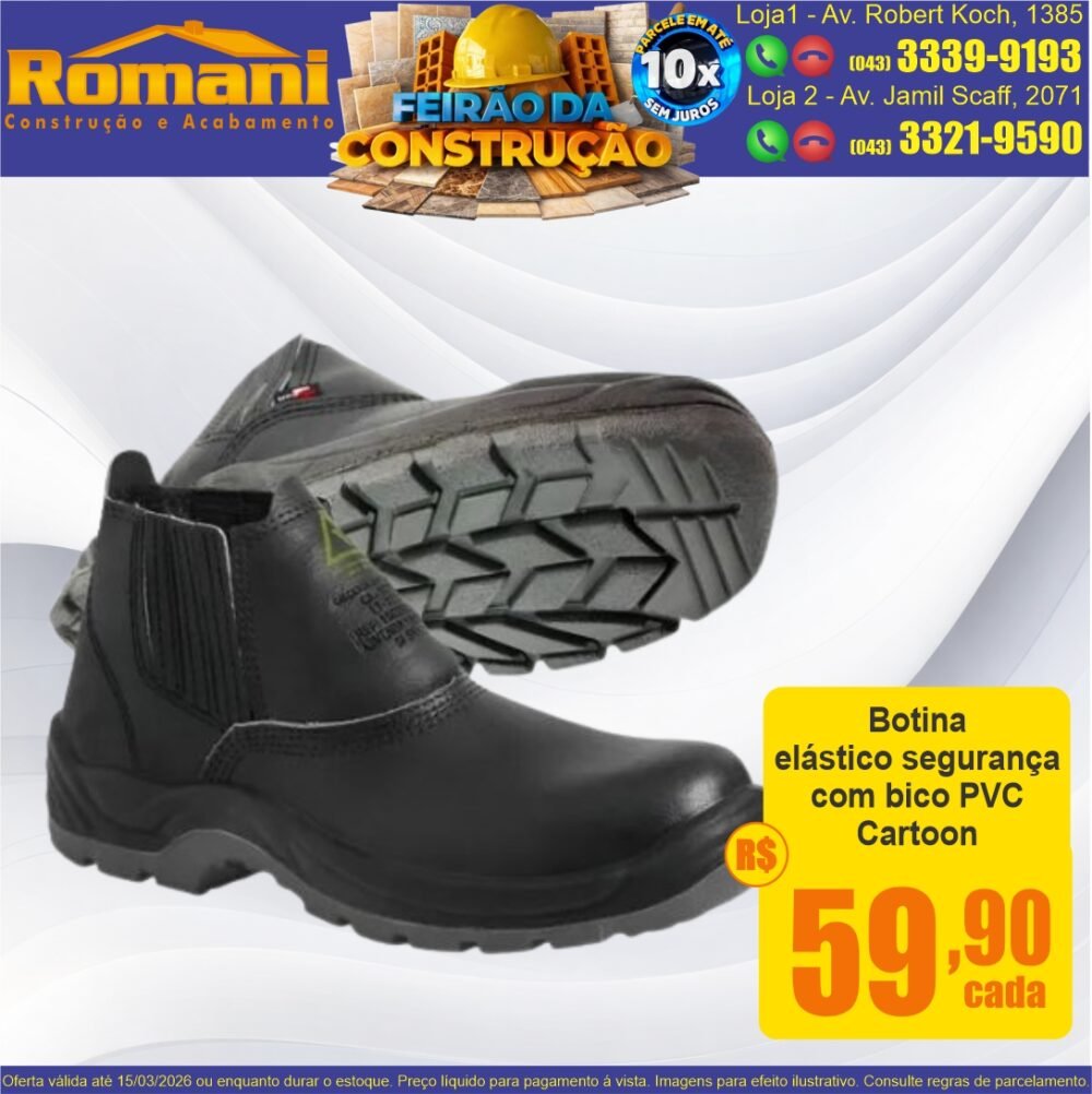 botina de seguganca com bico biqueira de pvc cartoon oferta promocao