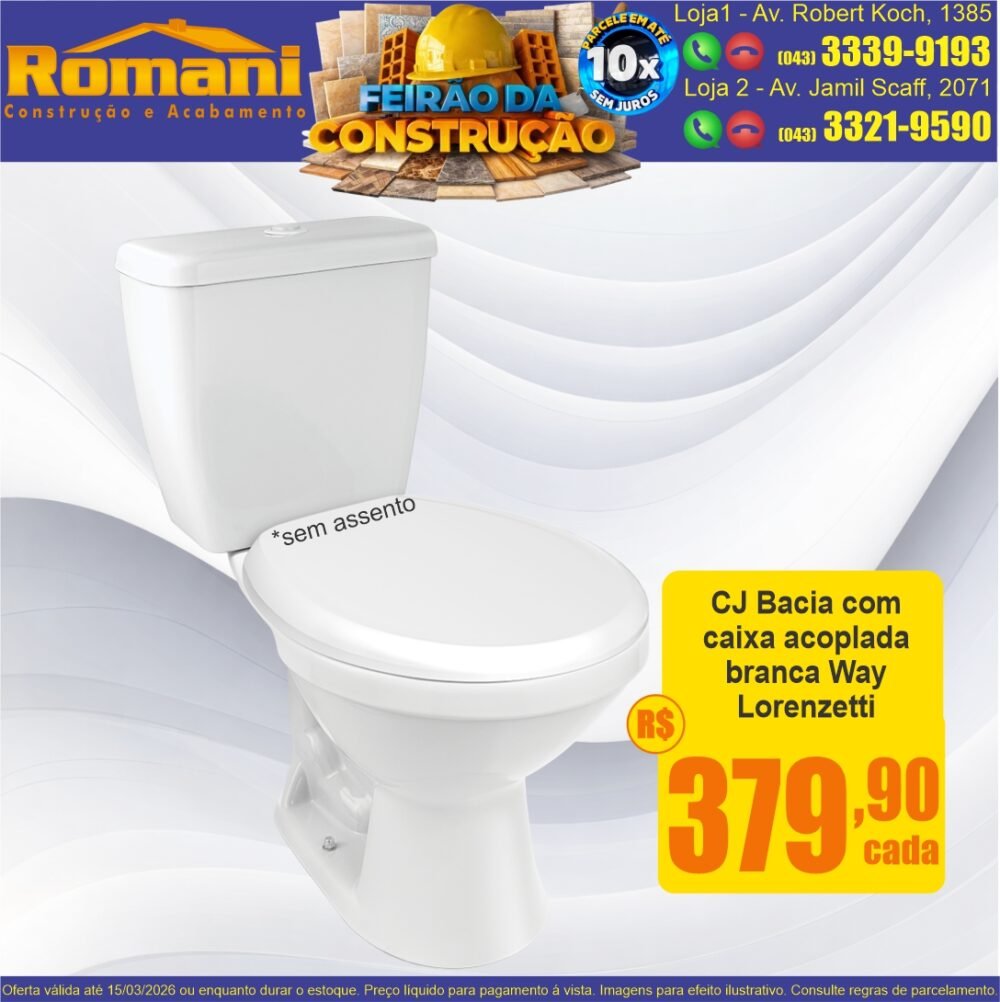 conjunto bacia com caixa acoplada branco lorenzetti way promocao oferta barato