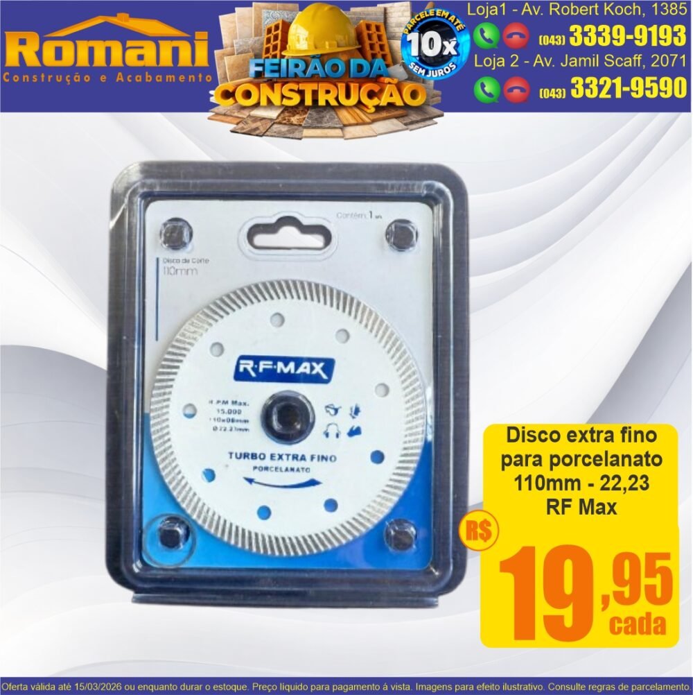 disco fino para porcelanato branco rf max oferta promocao