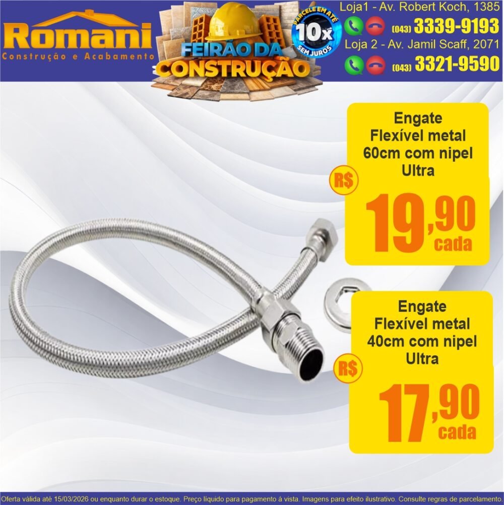 engate flexivel metal 40cm 60cm ultra com nipel metal oferta promocao