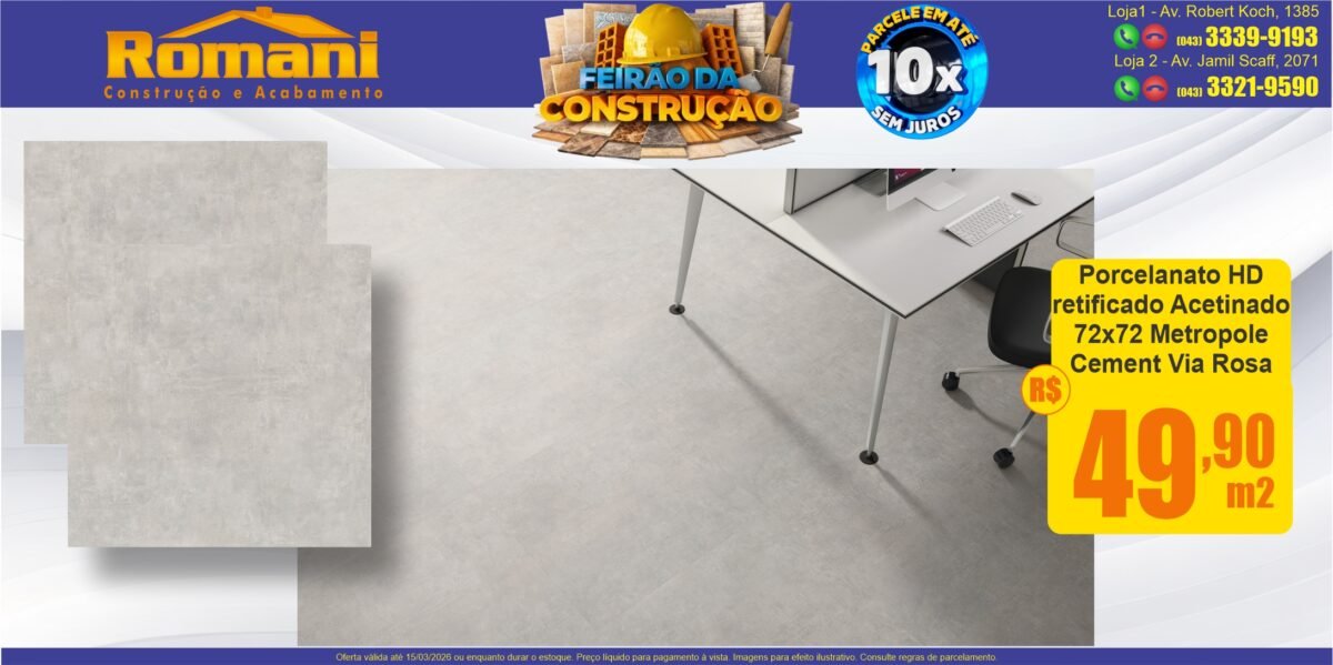 gr_porcelanato acetinado 72x72 acetinado metropole cement lef via rosa promocao oferta