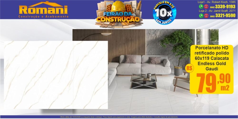 gr_porcelanato polido 60x119 calacata endless gold retificado gaudi promocao oferta