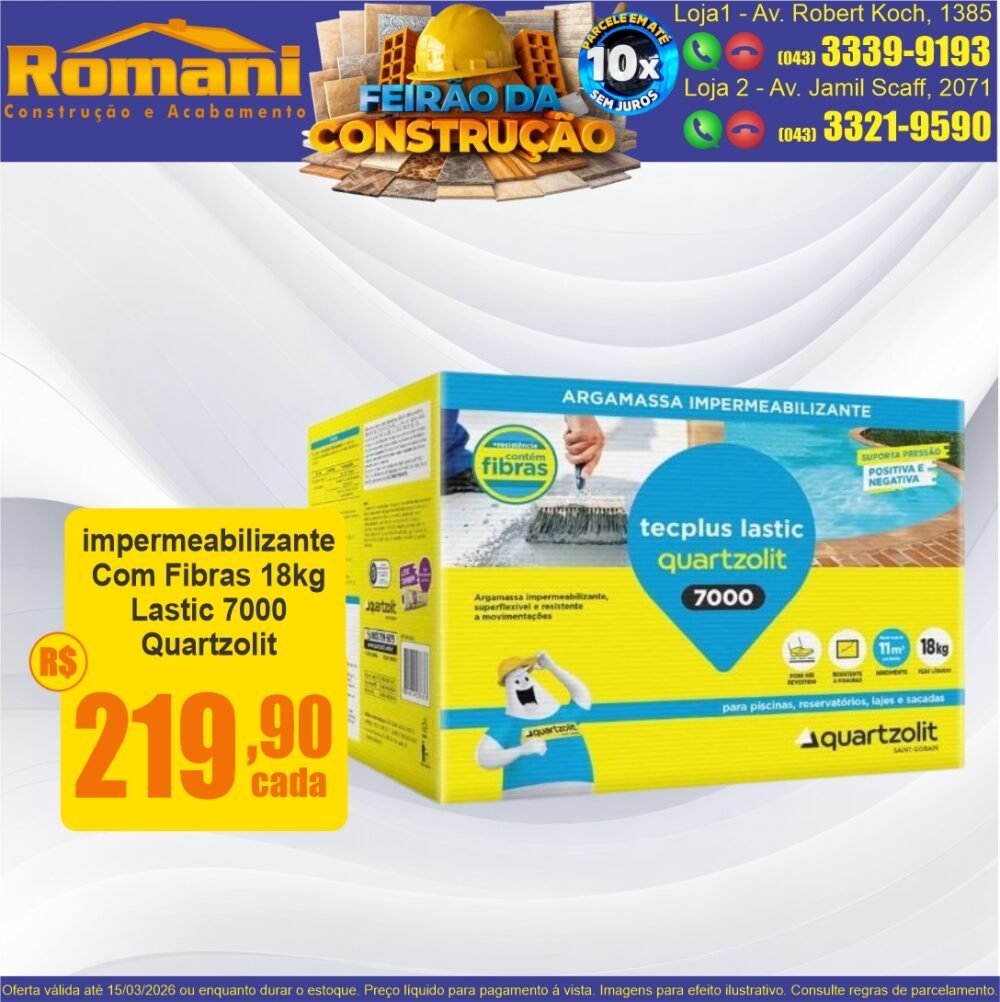 impermeabilizante LASTIC 7000 FLEXIVEL QUARZOLIT 18KG OFERTA PROMOCAO BARATA