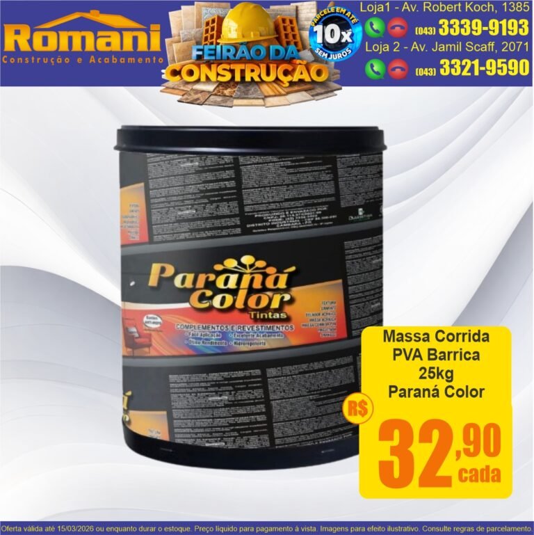 massa corrida 25kg interior pva barrica parana color oferta promocao