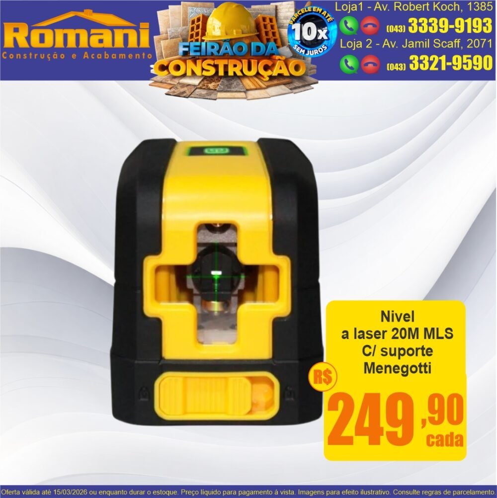 nivel a laser verde menegotti oferta promocao 20m