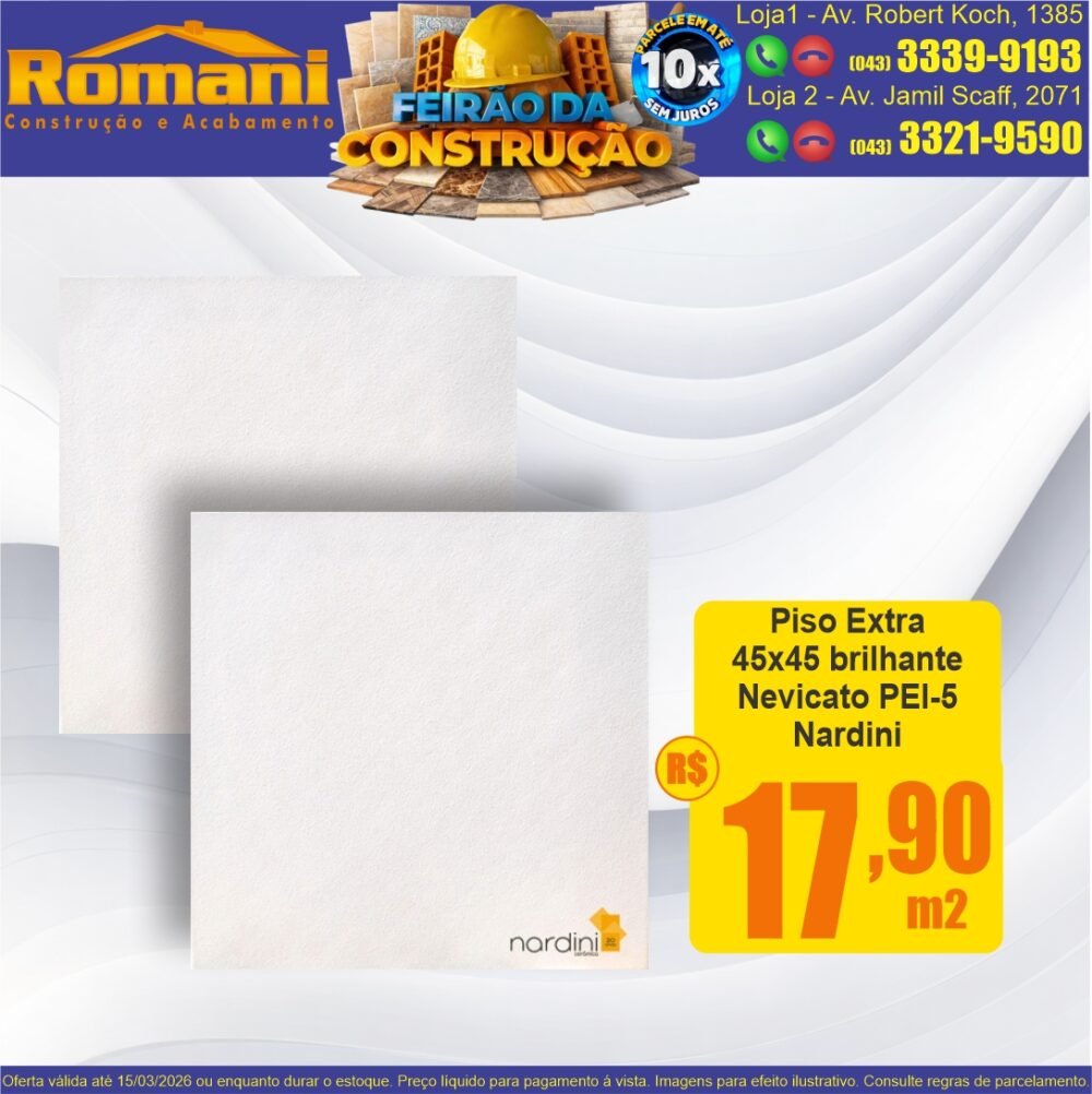 piso extra 45x45 nevicato brilhante nardini barato promocao oferta