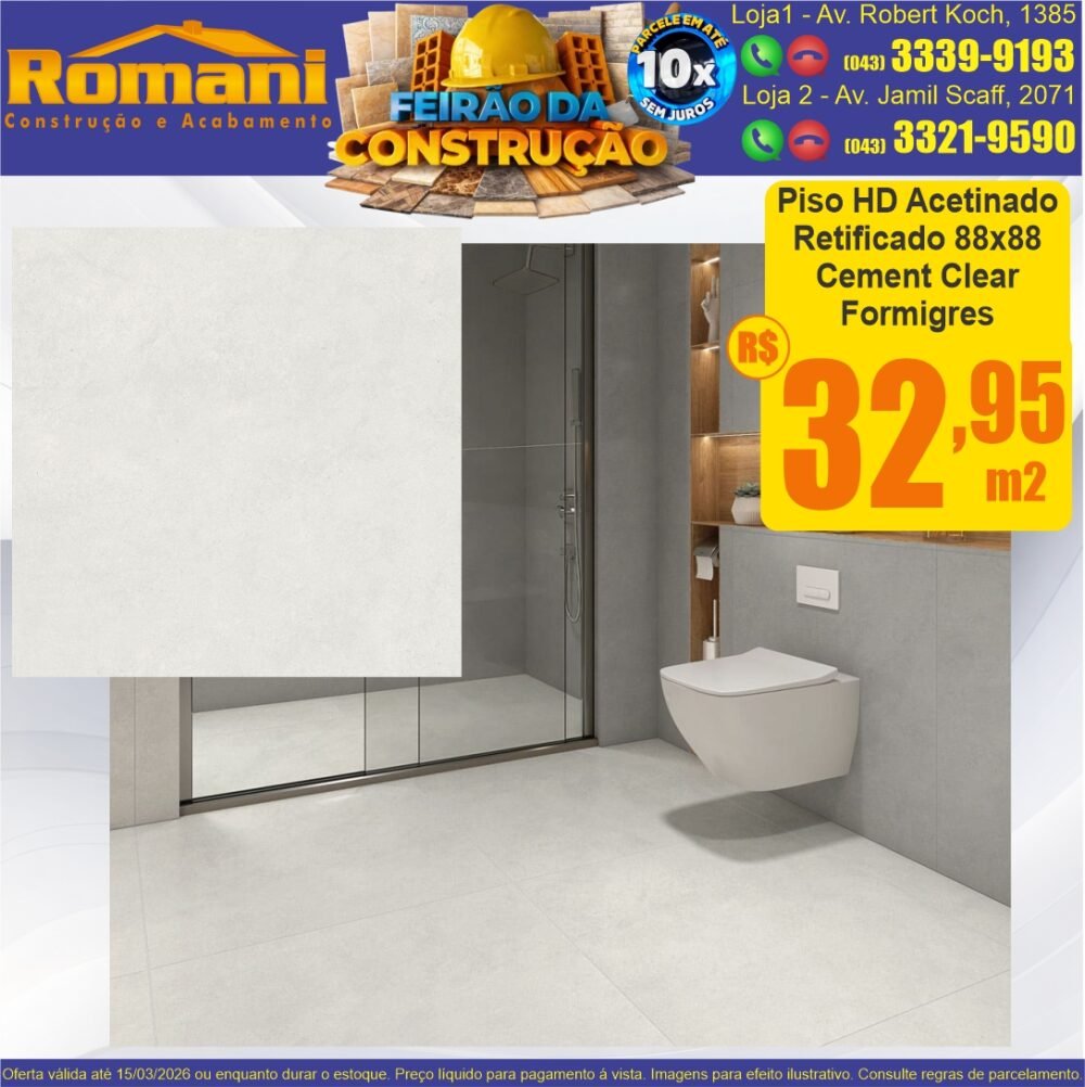 piso extra ACETINADO RETIFICADO cement clear 88x88 formigres barato promocao oferta