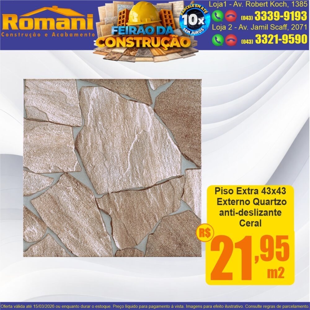 piso extra EXTERNO ANTIDELIZANTE 43x43 quartzo ceral barato promocao oferta