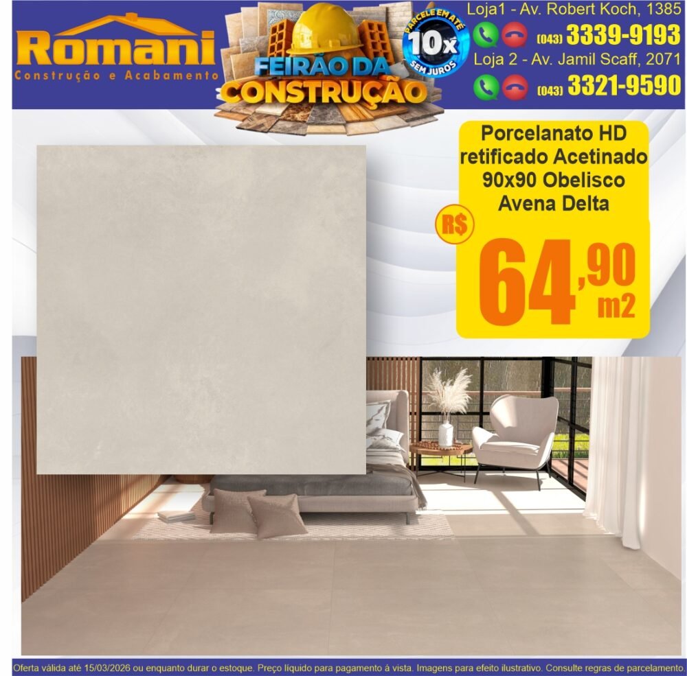 porcelanato acetinado acetinado obelisco avena 90x90 delta promocao oferta