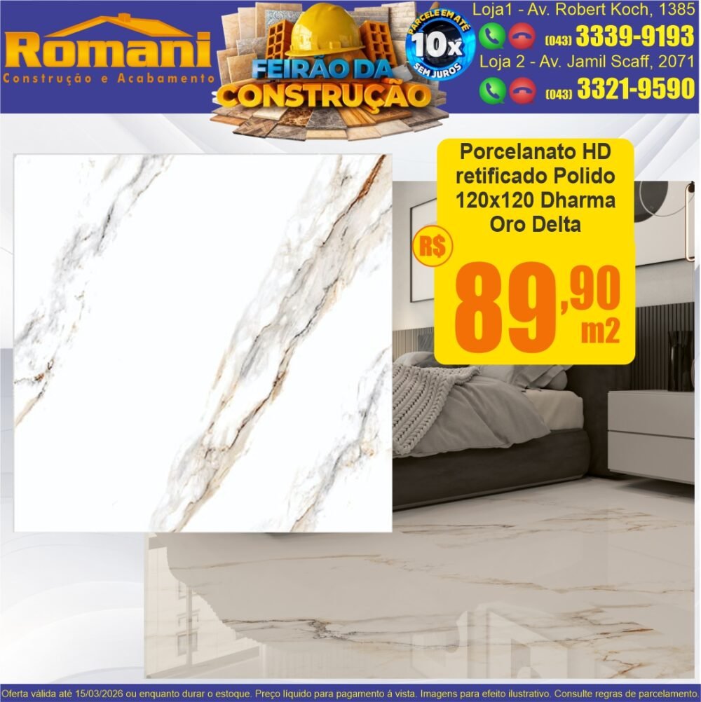 porcelanato polido 120x120 dharma oro hd delta promocao oferta