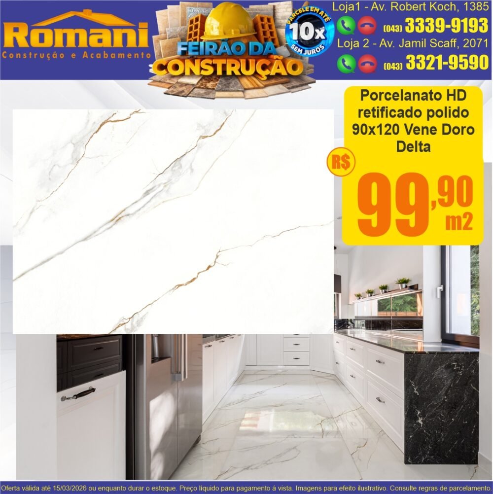 porcelanato polido 90x120 vene doro hd delta promocao oferta