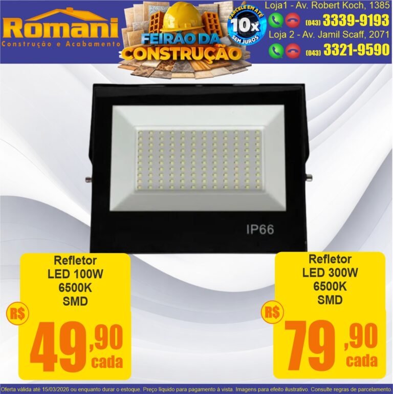 refletro de led smd 100w 300w 6500k rpromocao oferta