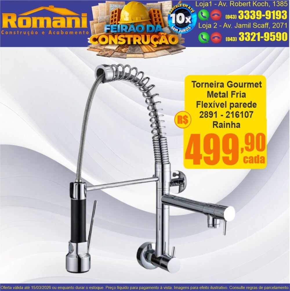 torneira gourmet fria parede metal 216107 rainha promocao oferta barata
