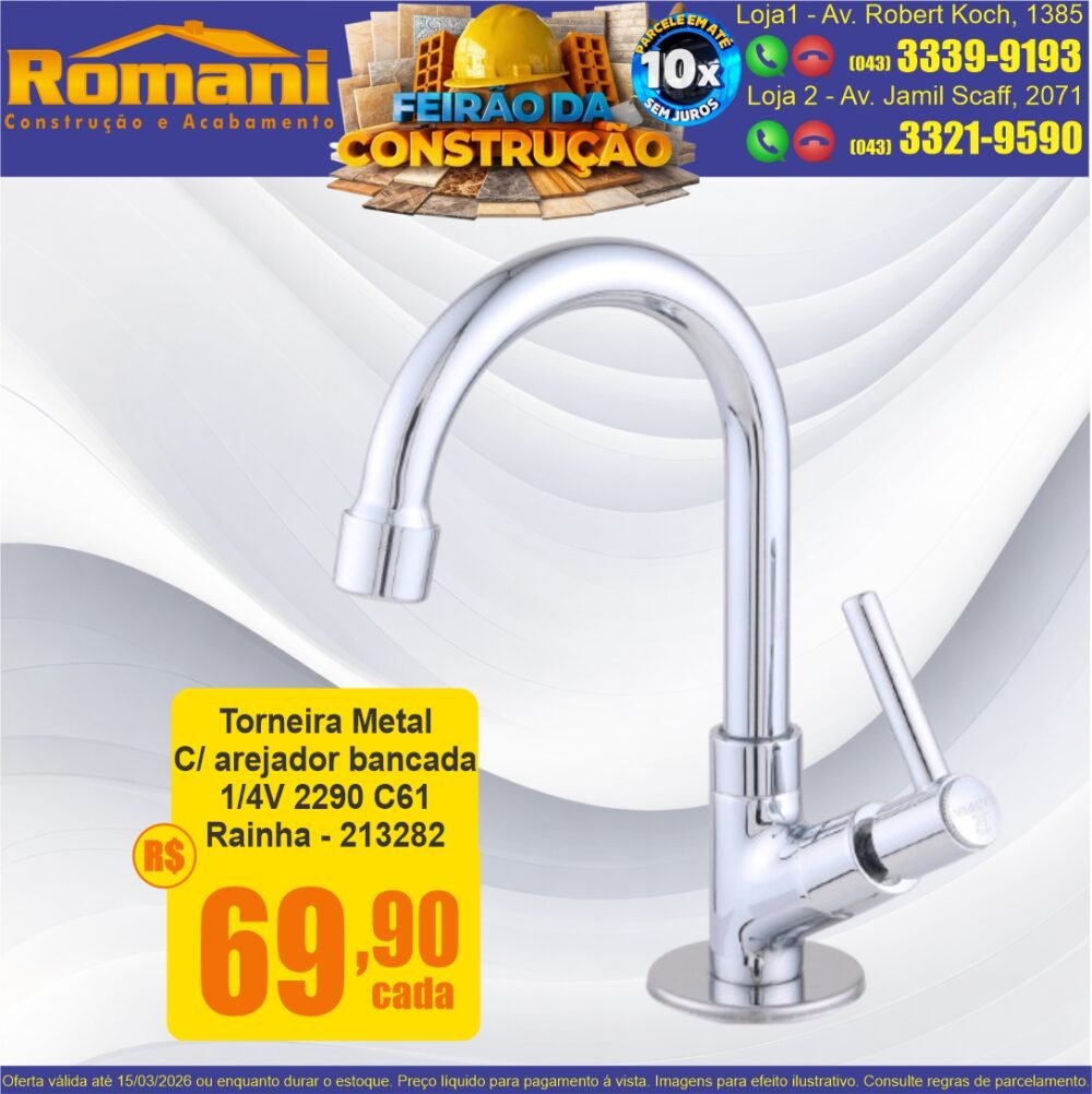 torneira lavatorio metal 2290 c61 rainha oferta promocao
