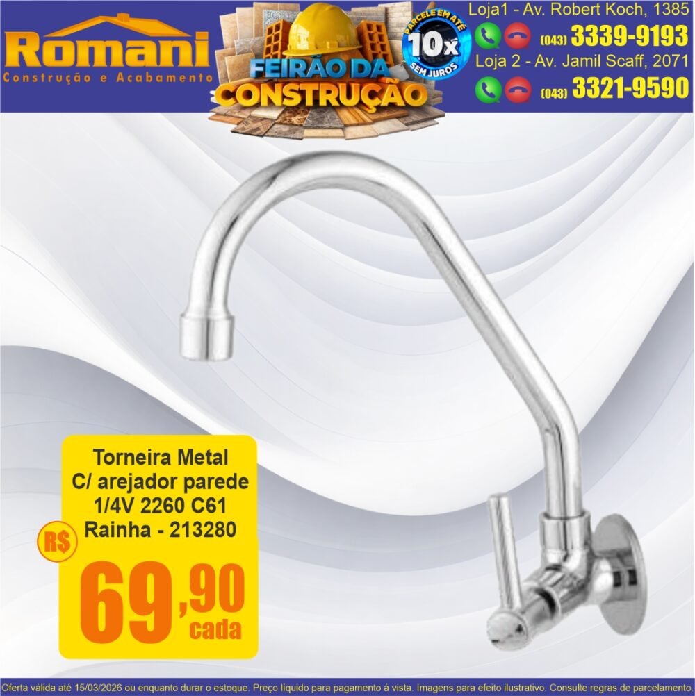 torneira metal 2260 c61 cozinha giratoria rainha oferta promocao