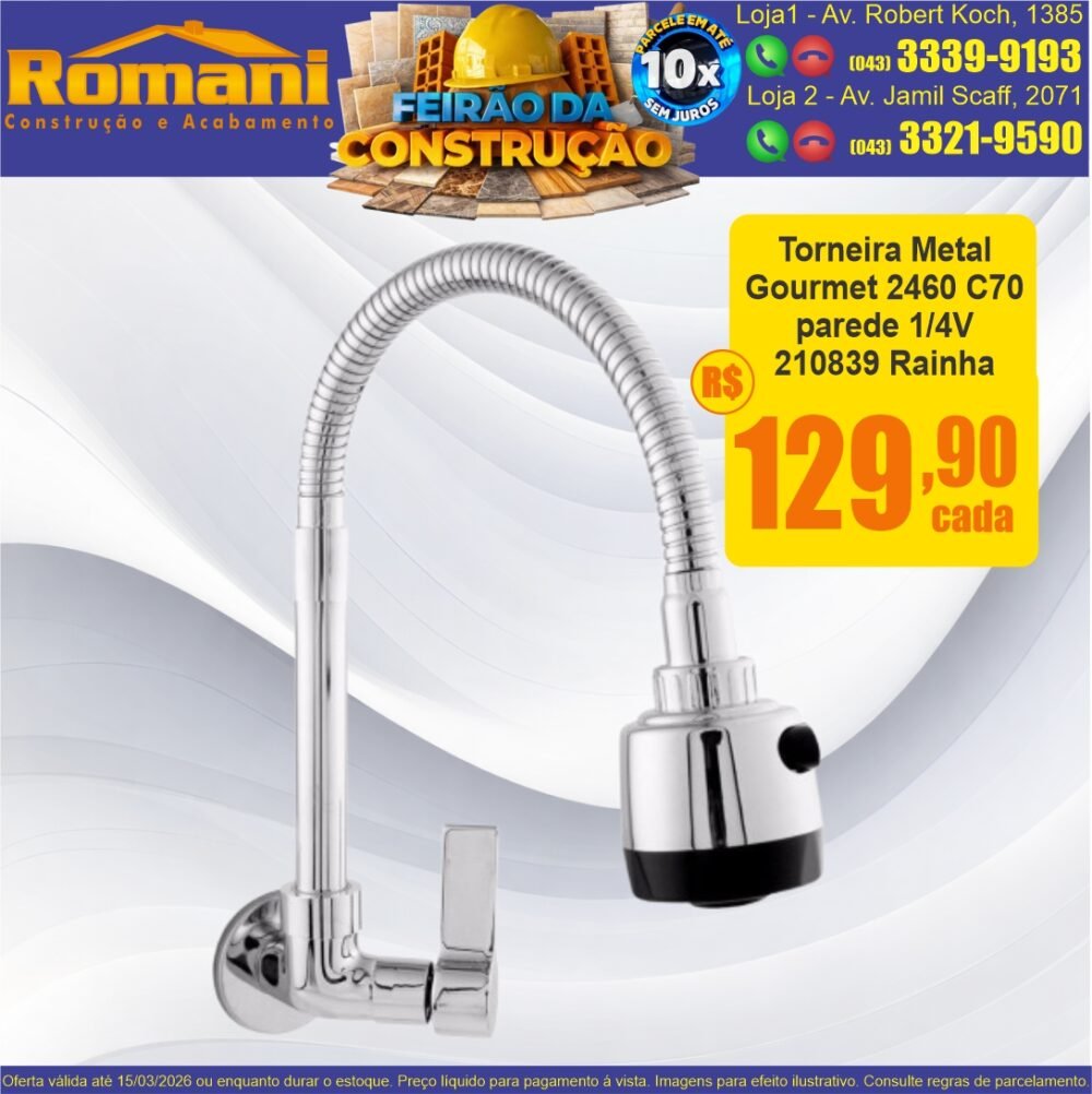 torneira para cozinha 2460 c70 flex gourmet rainha parede 210839 rainha prmocao oferta