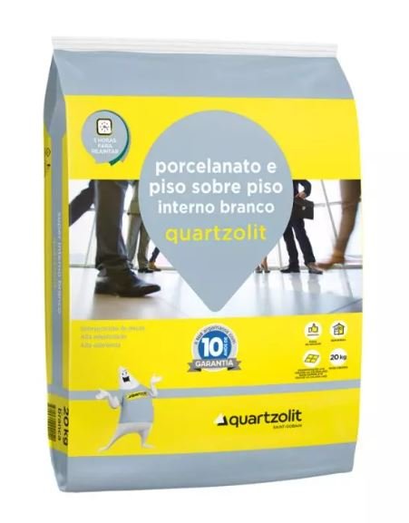 ARGAMASSA PORCELANATO PISOXPISO INTERNO BRANCO 20KG QUARTZOLIT