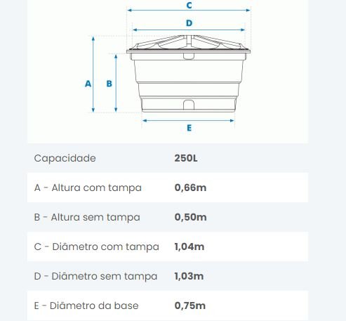 CAIXA D'AGUA 250L POLIETILENO FORTLEV