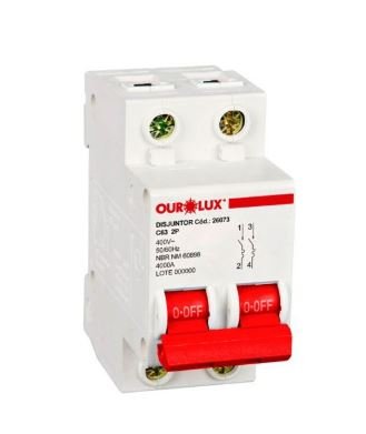 DISJUNTOR DIN BIP 2X63A (C) OUROLUX 26073