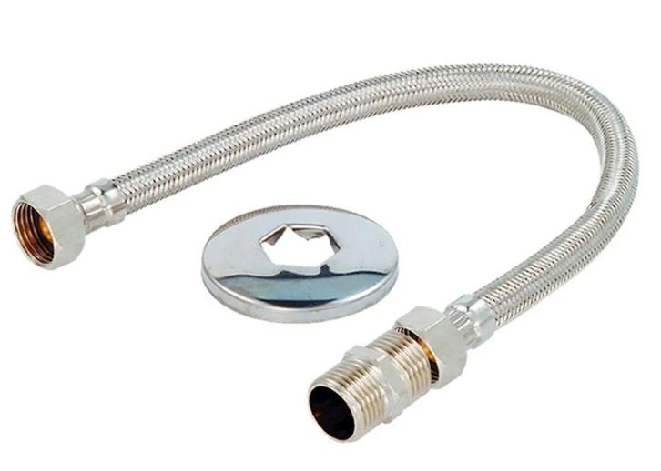 ENGATE FLEXIVEL INOX TRANÇADO 40CM 1/2" ULTRA METAIS