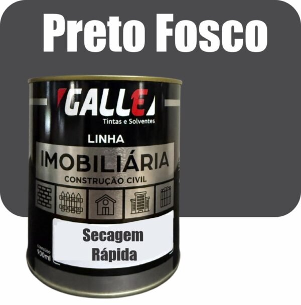ESMALTE SINTETICO SECAGEM RAPIDA FOSCO 0,9L PRETO FOSCO GALLE