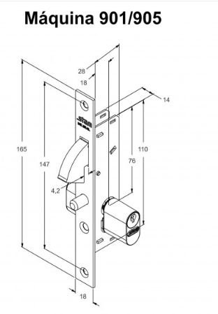 FECHADURA BICO DE PAPAGAIO ESPELHO INOX 901 EXTERNA (G) STAM 35067
