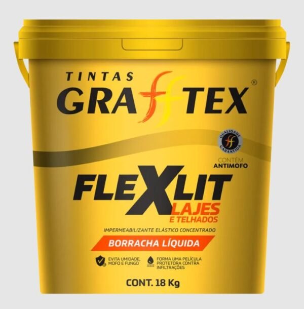 FLEXLIT VEDA LAJES PAREDE TELHA BORRACHA LIQUIDA 18L GRAFFTEX TÉRMICO