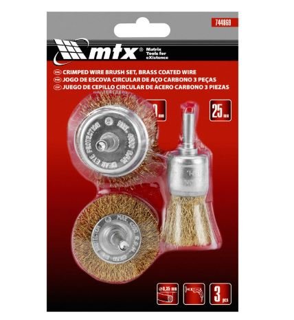 JOGO DE ESCOVA LATONADA 1 PLANA 50 MM MTX 744869