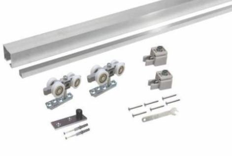 KIT CONCAVO PORTA CORRER 2M C/ROLDANA 4 RODAS 8OKG