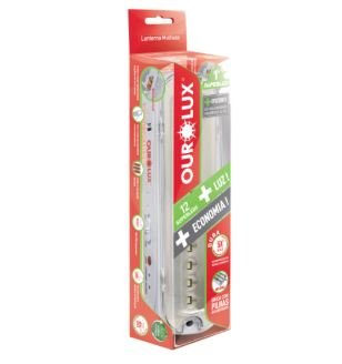 LUM EMERG 12 SUPERLEDS C/ PILHA REC OUROLUX 01982