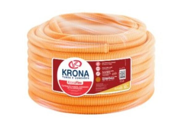 ELETRODUTO CORRUGADO LARANJA ROLO 50M 1/2" (20MM) KRONA#